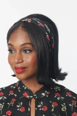 Unique Vintage All Things Black|All Things Red>Black & Red Roses Hair Scarf