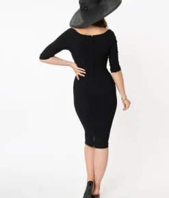 Unique Vintage Pencil|Everyday Dresses>Black Shailene Pencil Dress