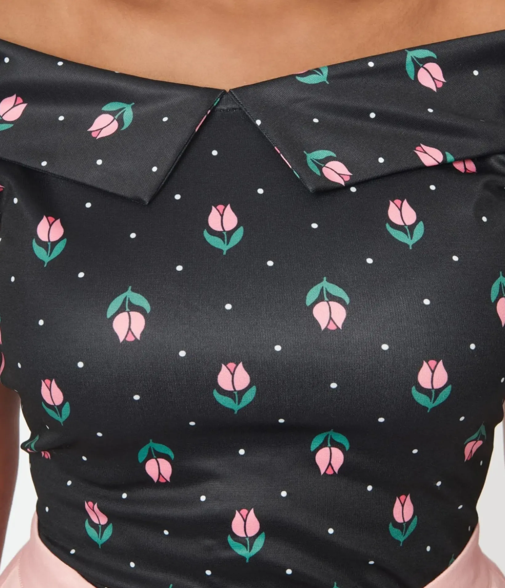 Unique Vintage All Things Black>Black Tulip Pin Dot Maraschino Top