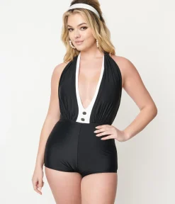 Unique Vintage One Piece Swim|All Things Black><noscript><img width=