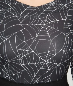 Unique Vintage All Things Black|Halloween>Black & White Spiderweb Scarlett Top
