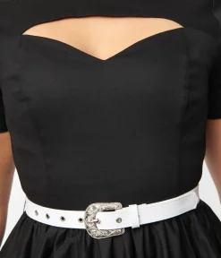 Unique Vintage Everyday Dresses>Black & White Star Cut Out Dress