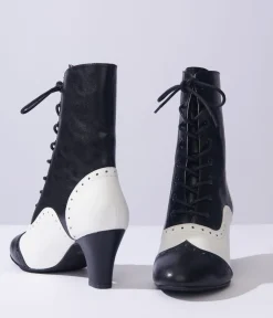 Unique Vintage All Things Black|Boots>Black & White Victorian Boots