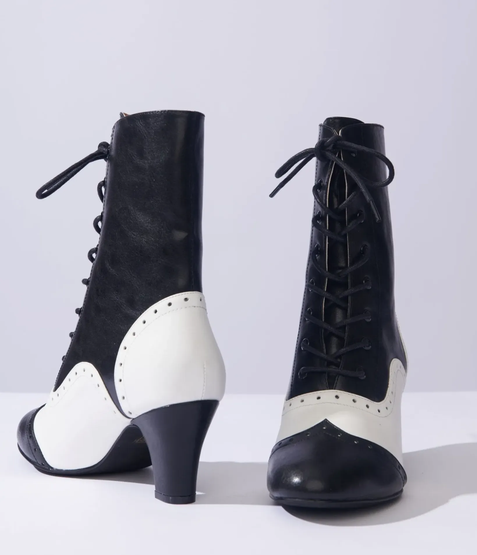 Unique Vintage All Things Black|Boots>Black & White Victorian Boots