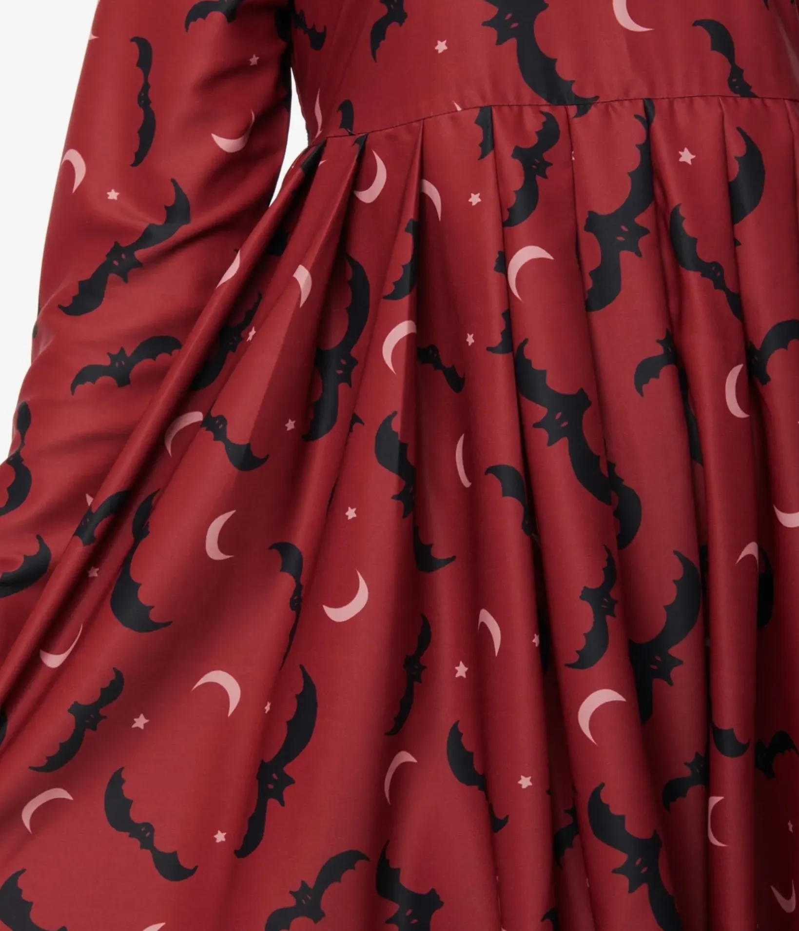 Unique Vintage Babydoll|Babydoll>Burgundy & Black Bats Baby Doll Dress