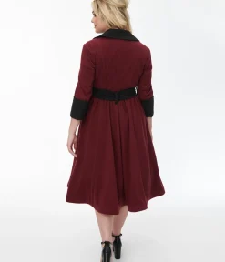 Unique Vintage Jackets|Coats & Jackets>Burgundy & Black Swing Coat