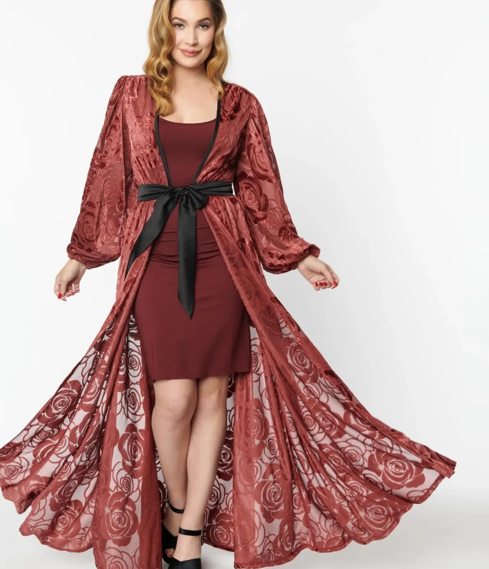 Unique Vintage Flapper Accessories|Lingerie & Shapewear>Burgundy Long Slip