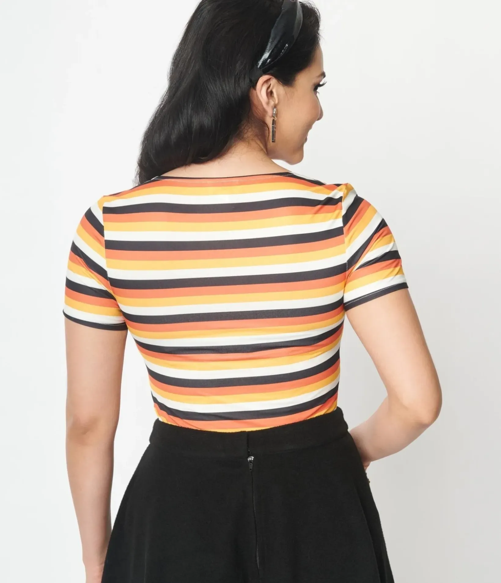 Unique Vintage Halloween>Candy Corn Stripe Sweetheart Ruthie Top