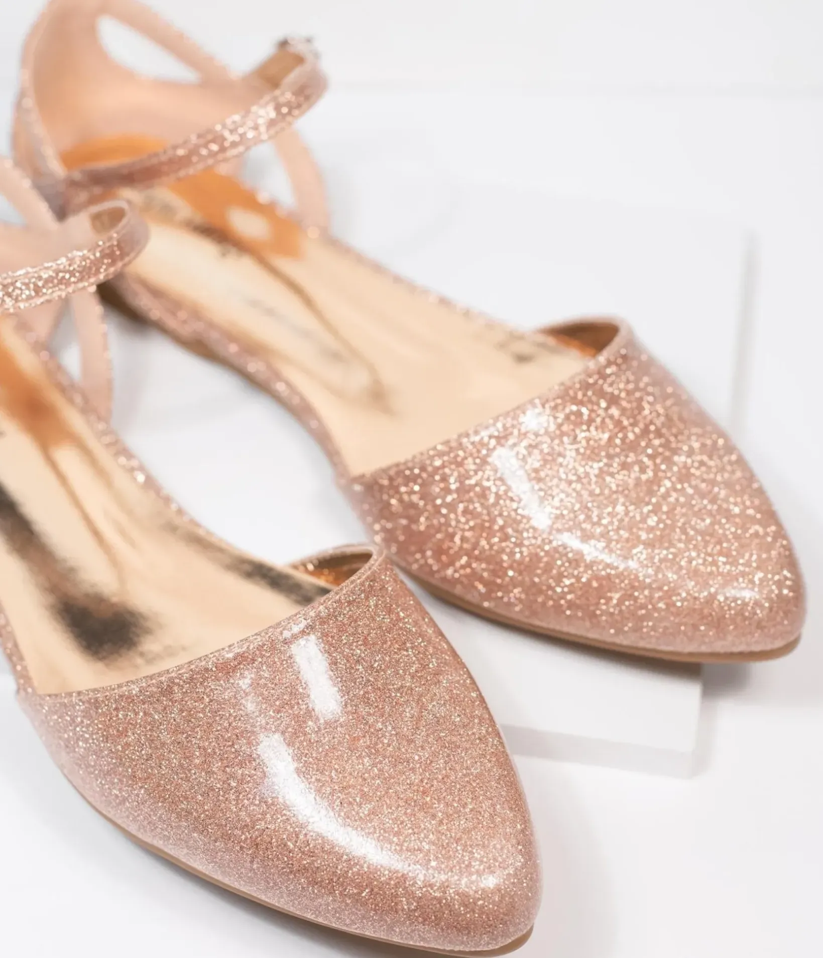 Unique Vintage Special Occasion|Flats>Champagne Glitter Libby Flats