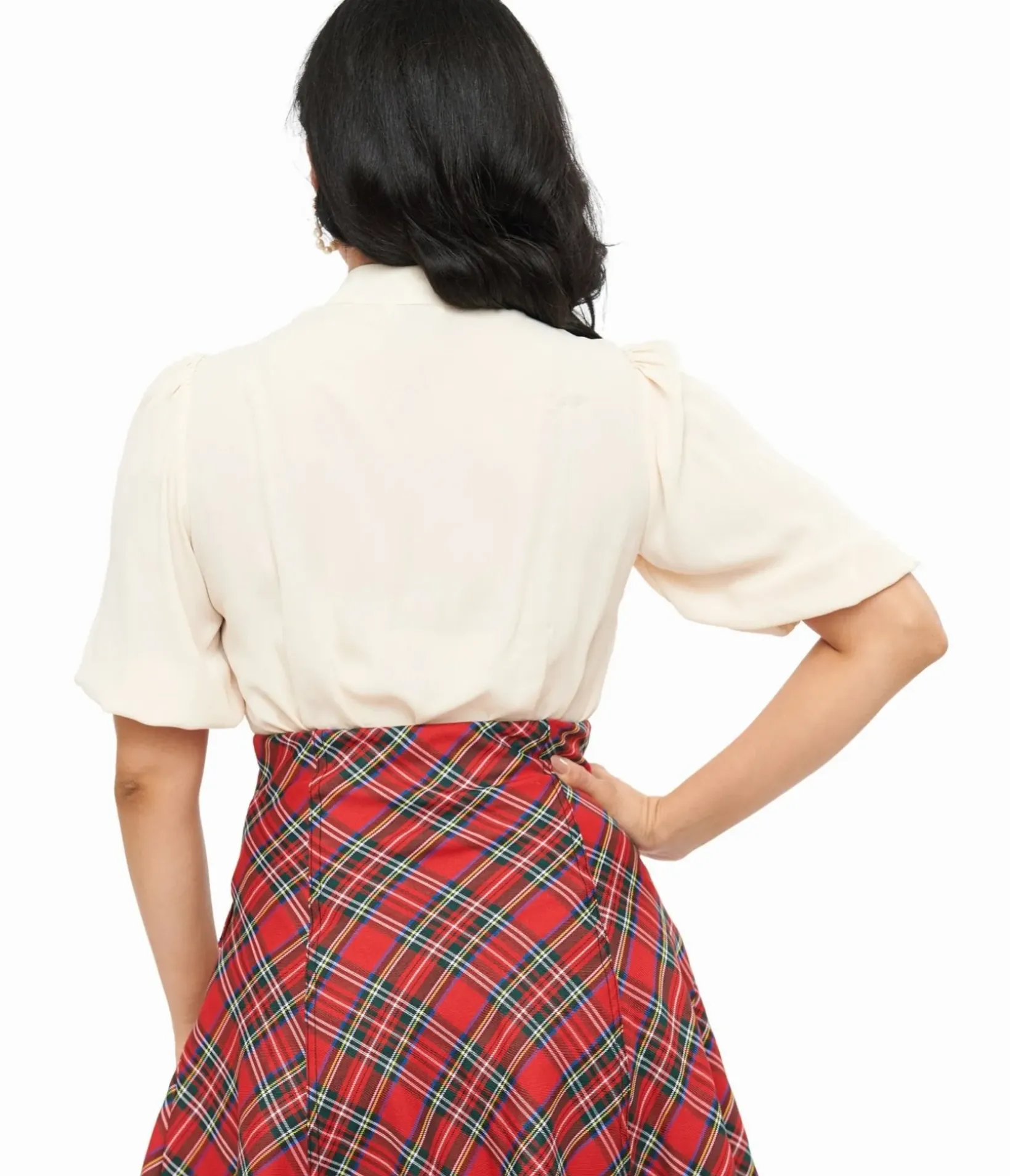 Unique Vintage Blouses|Work Wear>Cream Short Sleeve Neck Tie Gwen Blouse
