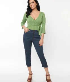 Unique Vintage Pants>Denim Bengaline Capris