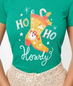 Unique Vintage Graphic Tees>Ho Ho Ho Howdy Fitted Graphic Tee