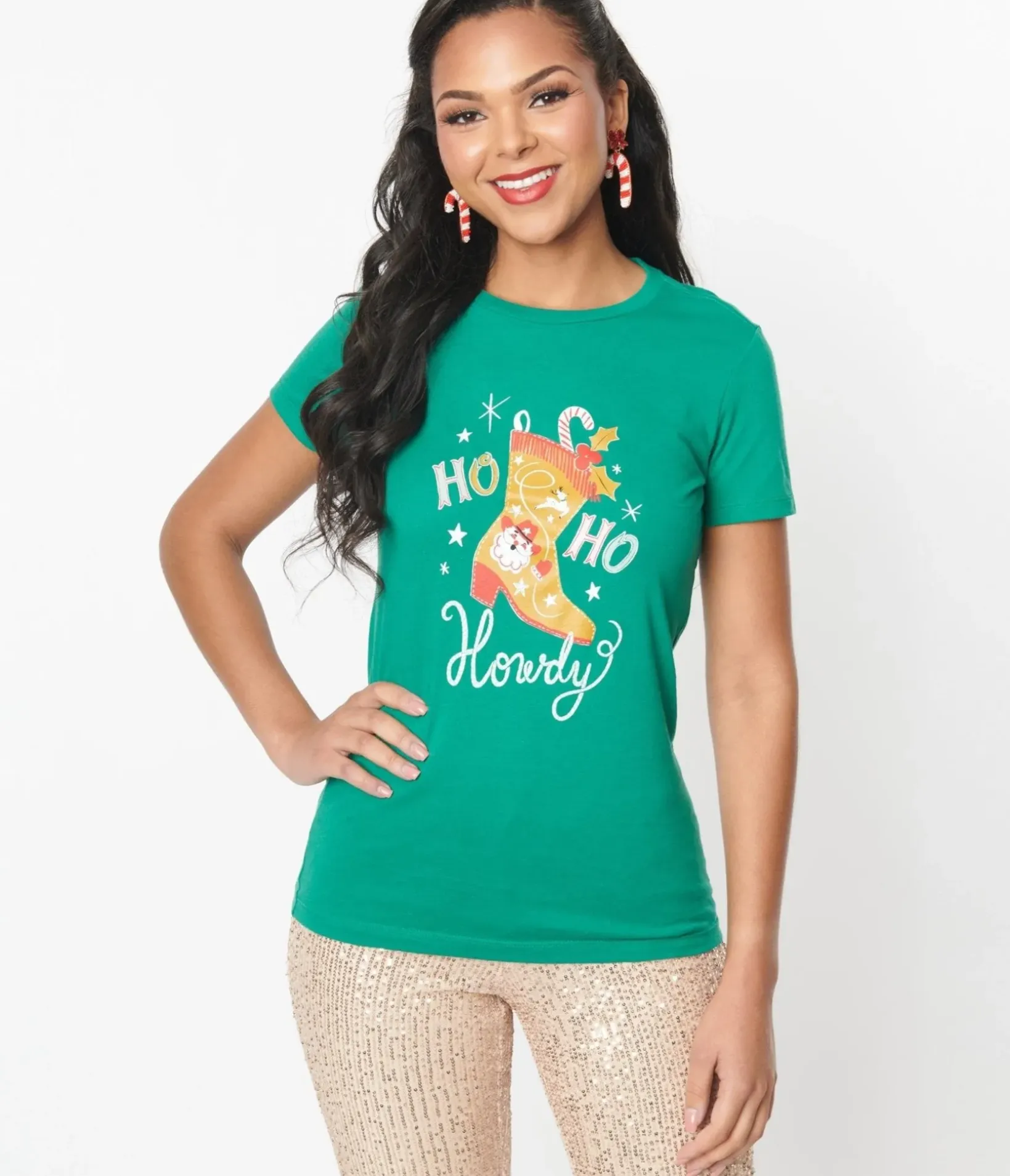 Unique Vintage Graphic Tees>Ho Ho Ho Howdy Fitted Graphic Tee
