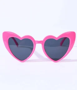 Unique Vintage Pride|All Things Pink>Hot Pink Heart Sunglasses