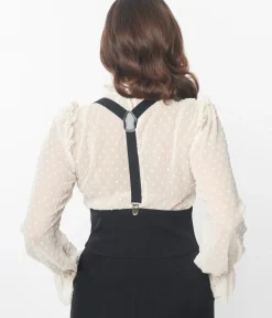 Unique Vintage Work Wear>Ivory Clip Dot Donna Blouse