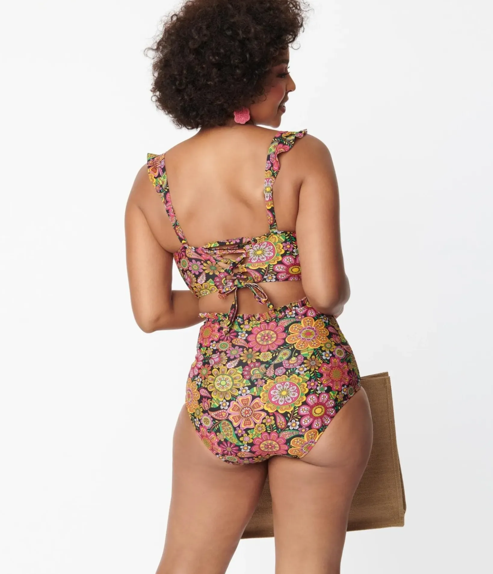 Unique Vintage Swim Tops|Two Piece Swim>Kaleidoscope Floral Southampton Swim Top