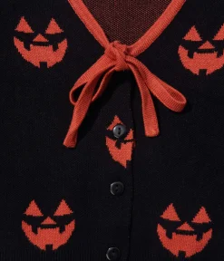 Unique Vintage Sweaters & Cardigans|All Things Black>Kids Black & Orange Pumpkin Crop Cardigan
