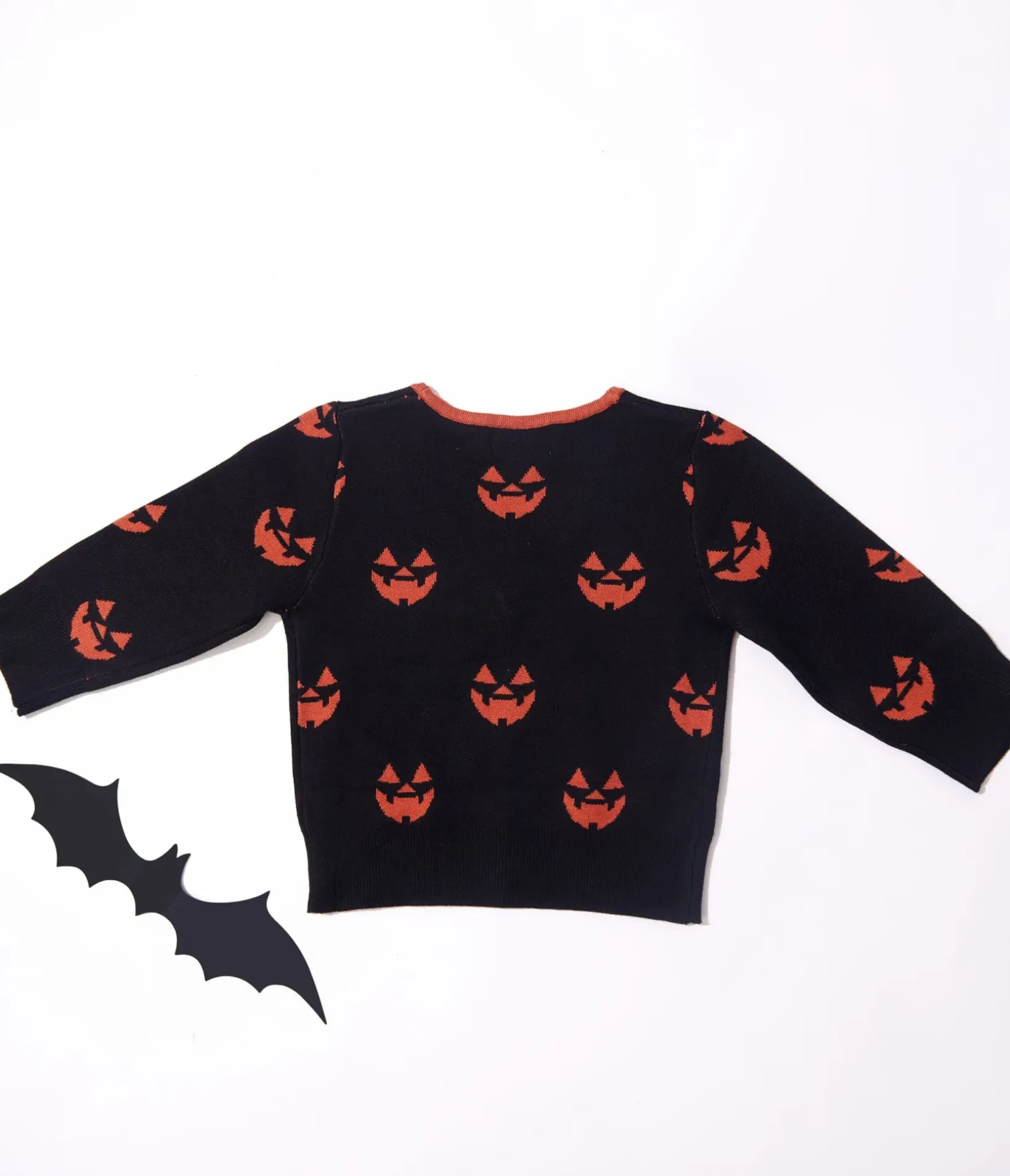 Unique Vintage Sweaters & Cardigans|All Things Black>Kids Black & Orange Pumpkin Crop Cardigan