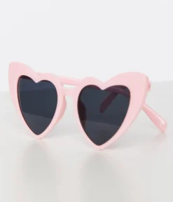 Unique Vintage Concert & Festivals|All Things Pink>Light Pink Heart Sunglasses