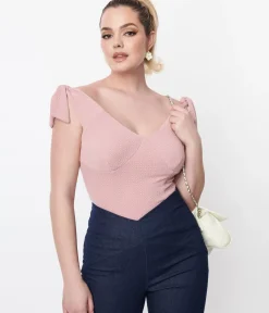Unique Vintage All Things Pink>Mauve Pink Texture Violet Top