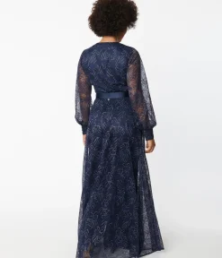 Unique Vintage Rompers & Jumpsuits>Navy Sparkle Lace Jumpsuit & Skirt Overlay