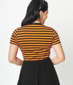 Unique Vintage Halloween>Orange & Black Stripe Back To Basics Top