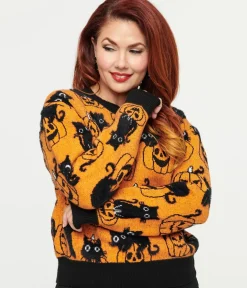 Unique Vintage Sweaters & Cardigans|Halloween><noscript><img width=