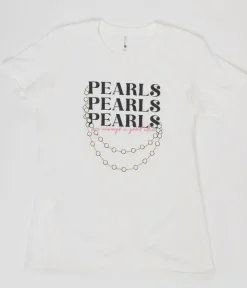 Unique Vintage Graphic Tees|Graphic Tees>Pearls White Fitted Womens Graphic Tee