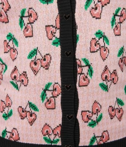 Unique Vintage Sweaters & Cardigans|All Things Pink>Pink & Cherry Hearts Cardigan