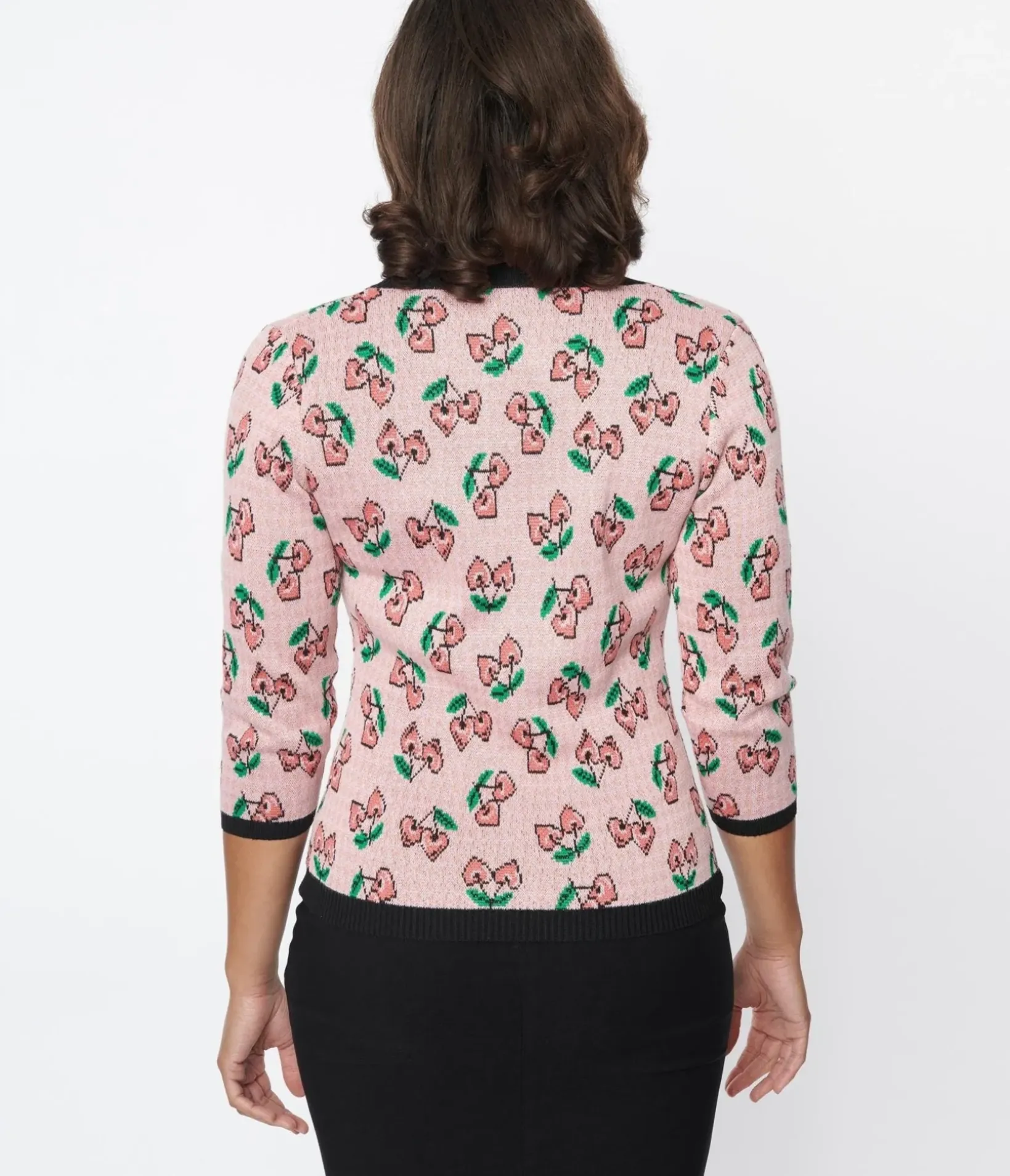 Unique Vintage Sweaters & Cardigans|All Things Pink>Pink & Cherry Hearts Cardigan