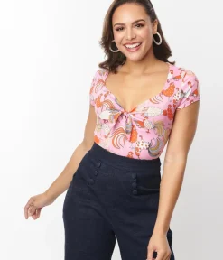 Unique Vintage All Things Pink|All Things Red>Pink & Red Rooster Sweetheart Rosemary Top