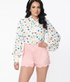 Unique Vintage Shorts|All Things Pink>Pink Scallop Shorts