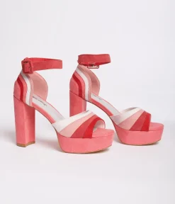 Unique Vintage Barbie Core|Taylor Swift Inspired>Pink Suede Peep Toe Platform Heels