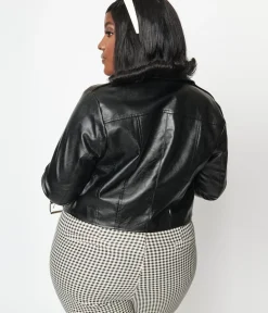 Unique Vintage Jackets|Coats & Jackets>Plus Size Black Leather Jacket