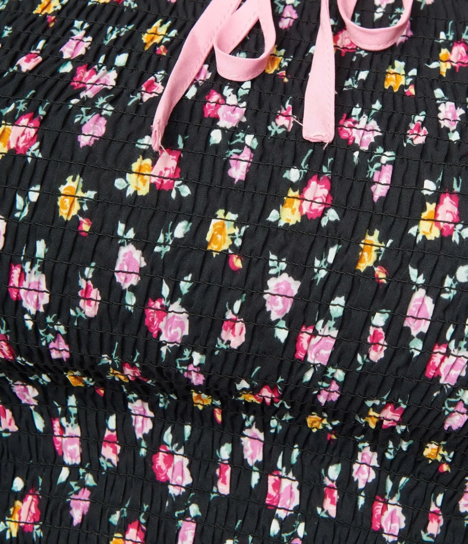 Unique Vintage Blouses|All Things Pink>Plus Size Black & Pink Ditsy Floral Crop Top