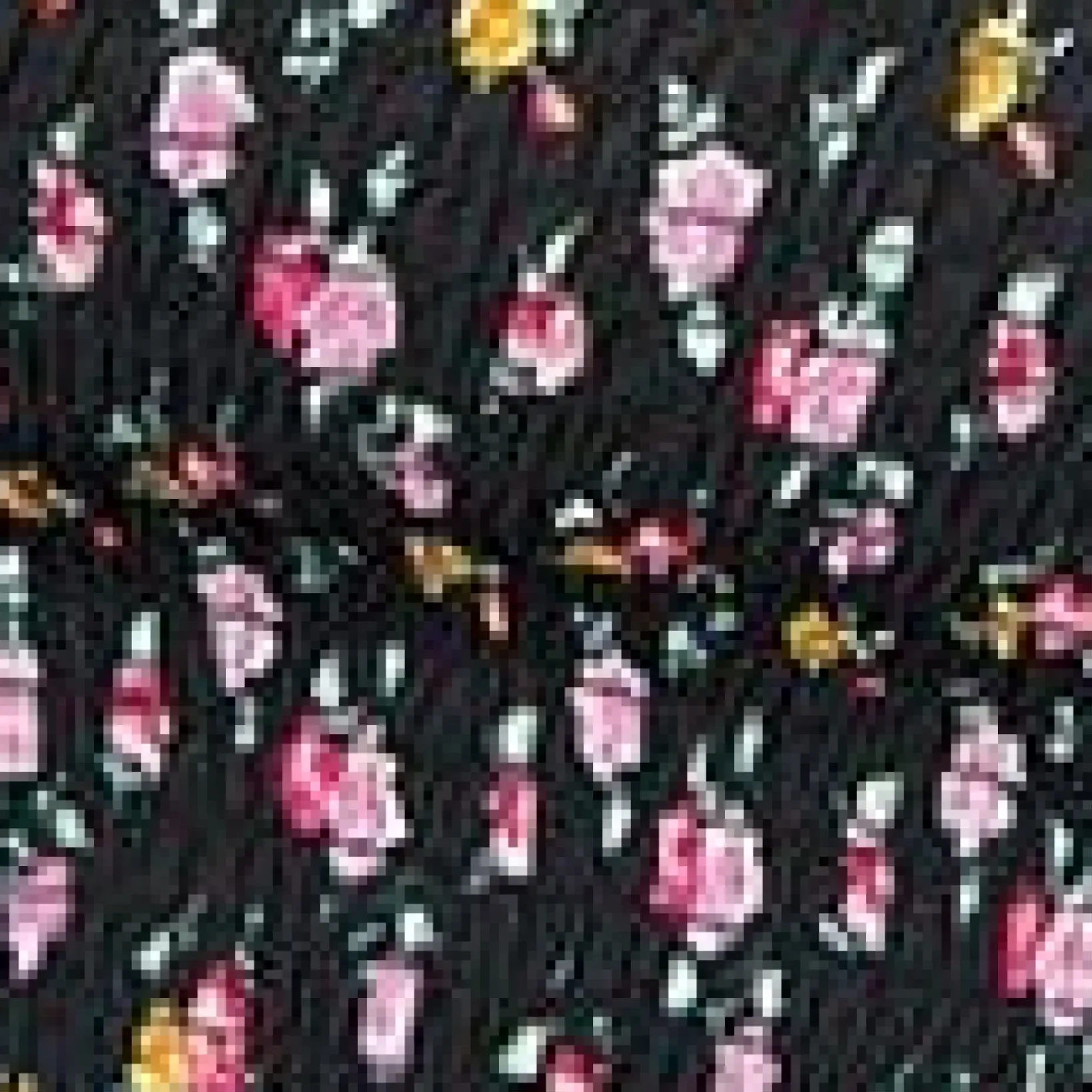 Unique Vintage Blouses|All Things Pink>Plus Size Black & Pink Ditsy Floral Crop Top