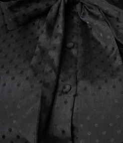 Unique Vintage Blouses|Blouses>Plus Size Black Satin Polka Dot Gwen Blouse