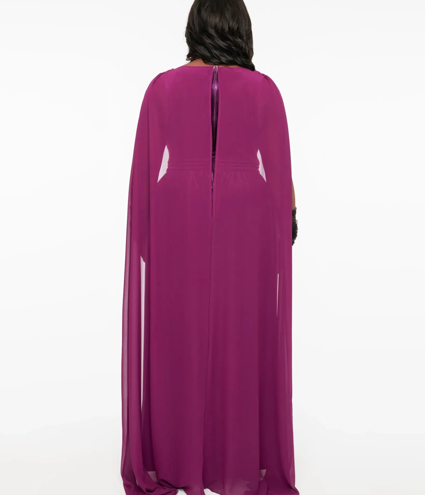 Unique Vintage Everyday Dresses|Halloween>Plus Size Eggplant & Black Bat Velvet Cape Gown