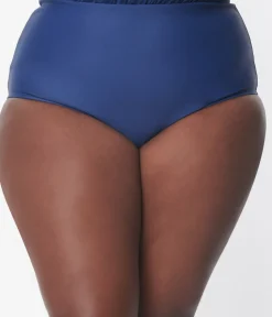 Unique Vintage Swim Bottoms|Plus Size Swim>Plus Size Navy Cape May Swim Bottoms