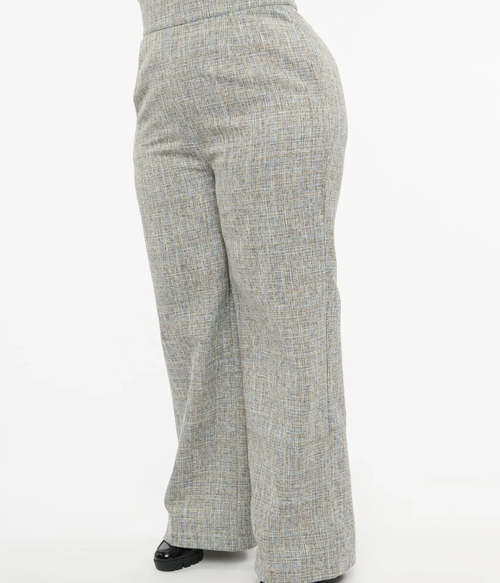 Unique Vintage Pants|Work Wear>Plus Size 1940s Beige & Baby Blue Tweed High Waist Pants