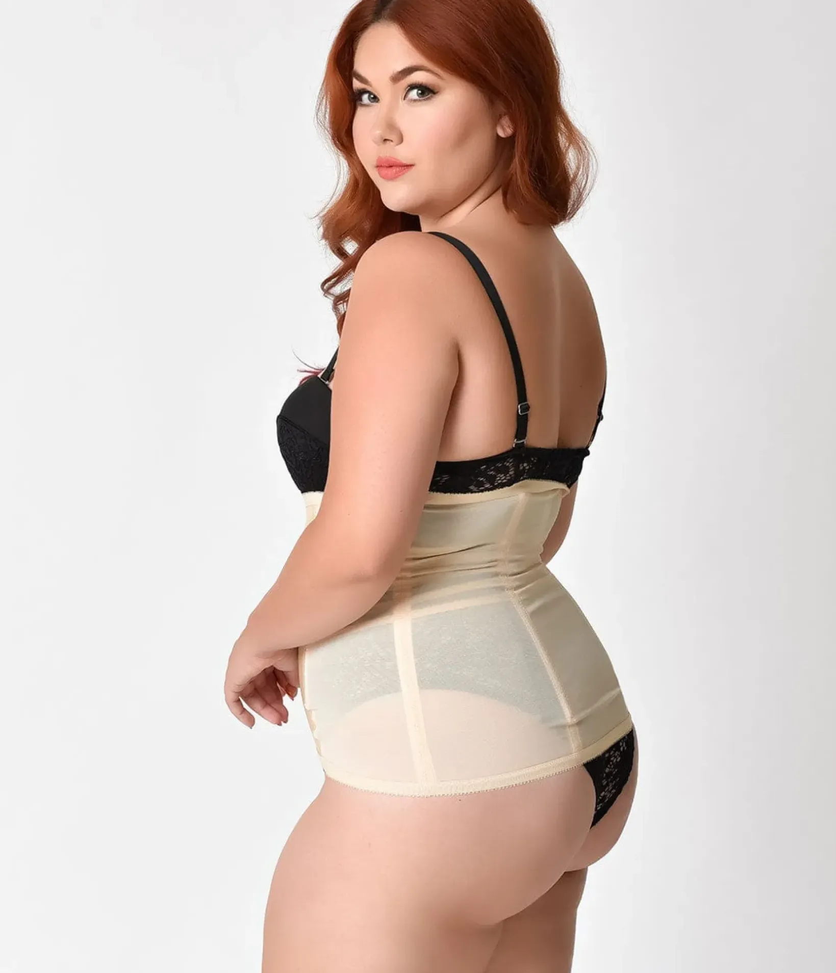 Unique Vintage Wedding Accessories|Wedding Guest>Plus Size 1950s Beige Stretch Waist Cincher