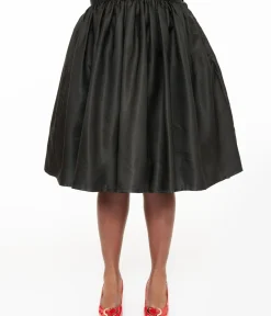 Unique Vintage Skirts|Skirts>Plus Size 1950s Black Cotton Gellar Swing Skirt