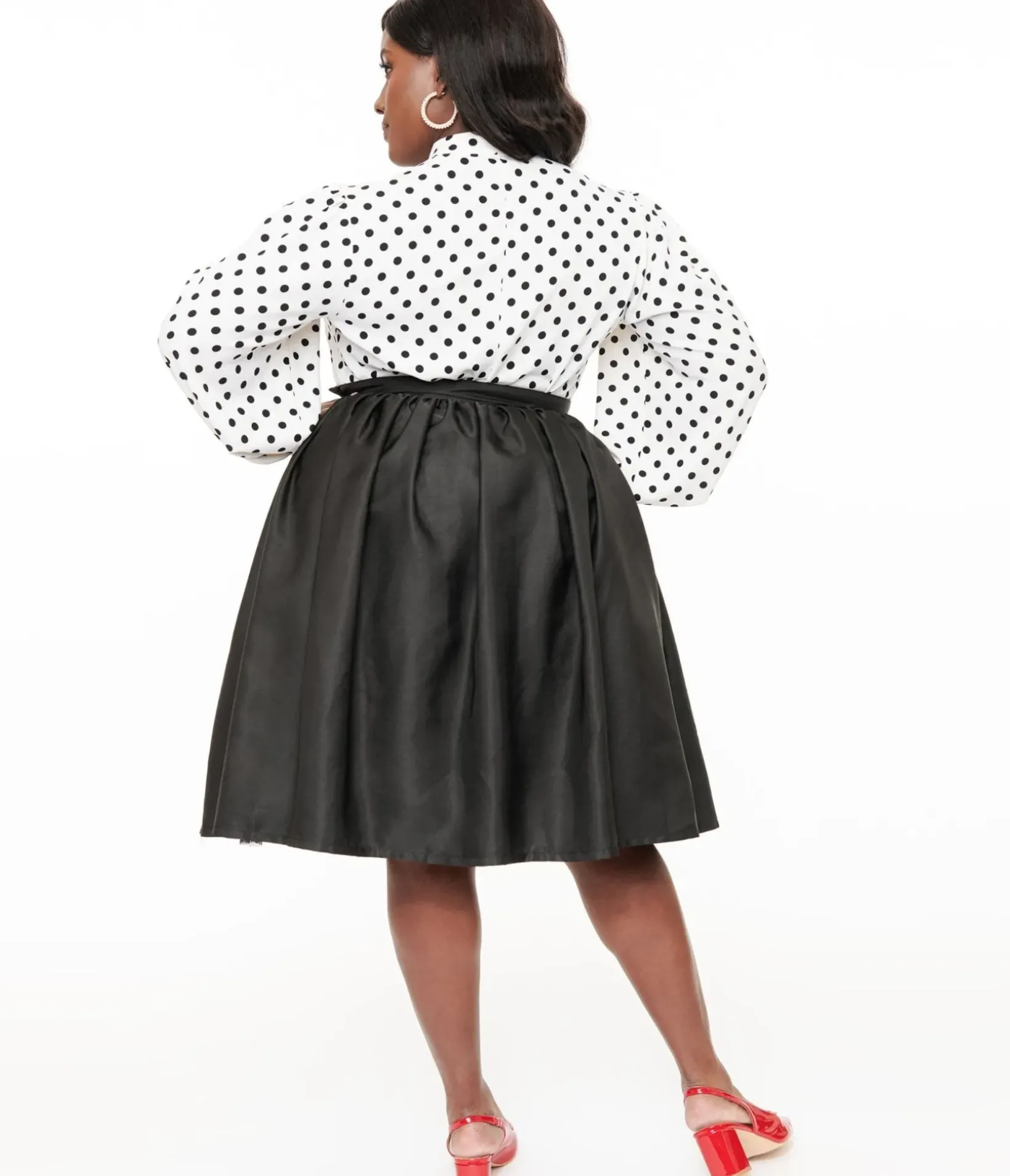 Unique Vintage Skirts|Skirts>Plus Size 1950s Black Cotton Gellar Swing Skirt