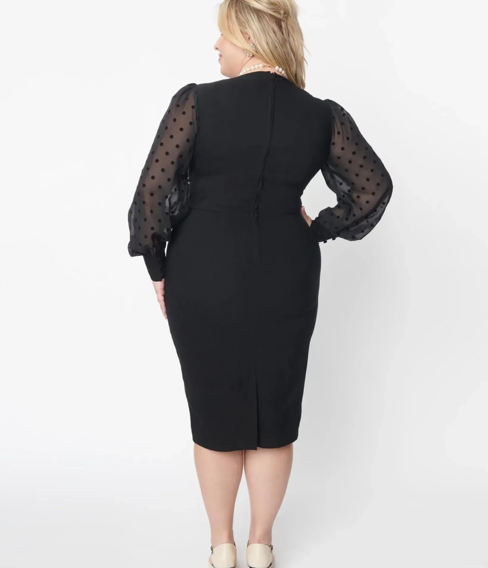 Unique Vintage Pencil|Midi>Plus Size 1950s Black Delores Pencil Dress