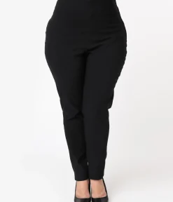 Unique Vintage Pants|Pants>Plus Size 1950s Black High Waist Rizzo Cigarette Pants