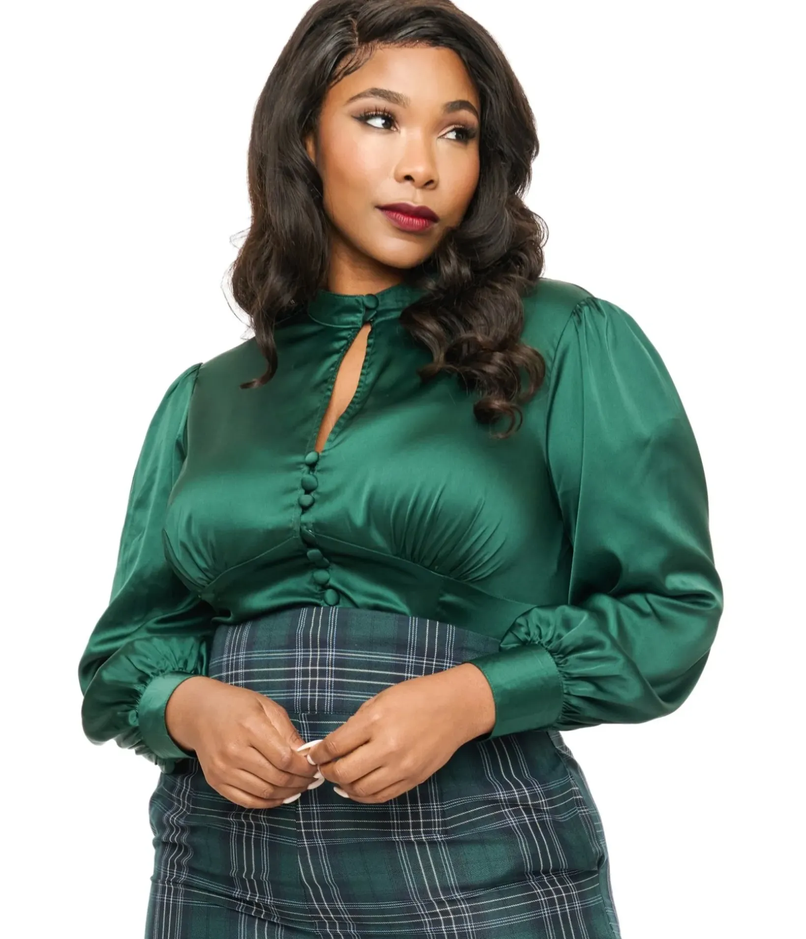 Unique Vintage Blouses|Blouses>Plus Size 1940s Black Neck Tie Blouse