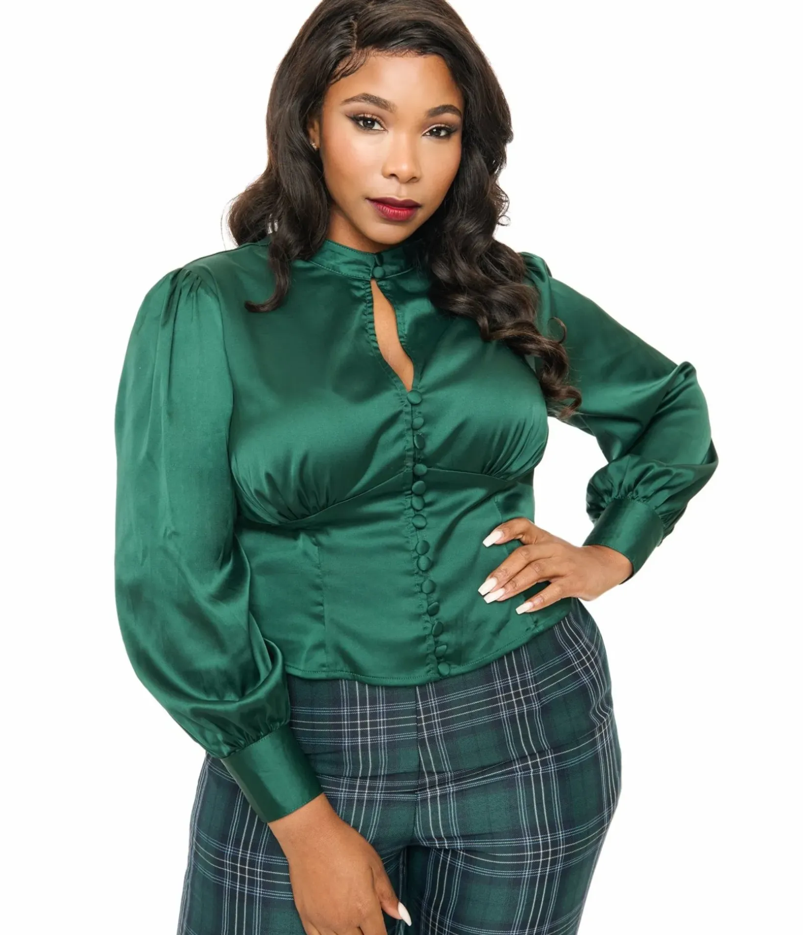 Unique Vintage Blouses|Blouses>Plus Size 1940s Black Neck Tie Blouse