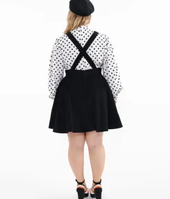 Unique Vintage Skirts|Skirts>Plus Size 1950s Black & Orange Jack-O-Lantern Pinafore