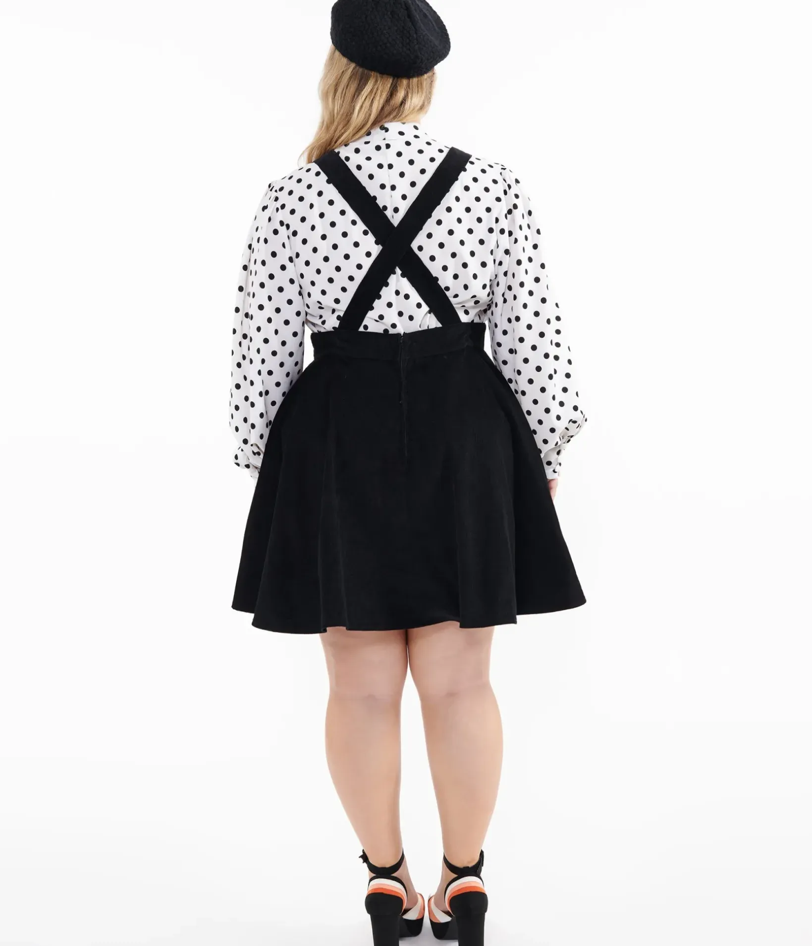 Unique Vintage Skirts|Skirts>Plus Size 1950s Black & Orange Jack-O-Lantern Pinafore