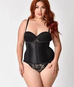 Unique Vintage Wedding Guest|Lingerie & Shapewear>Plus Size 1950s Black Stretch Power Mesh Waist Cincher